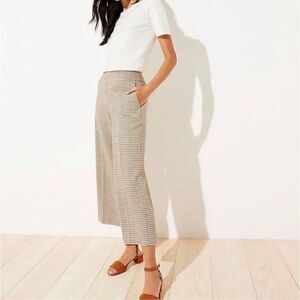 Ann Taylor LOFT yellow checkered gingham plaid wide leg ankle pants size 8